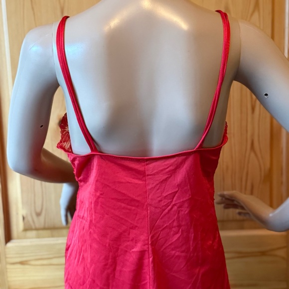 Vintage 70s 80s Petra Fashions Red Satin Lace Nightie Lingerie M Union Made - Picture 11 of 14